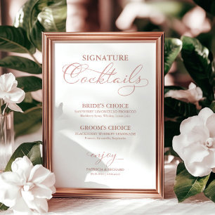 Poster Boissons Signature Cocktails Panneau de Mariage Ro