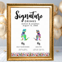 Boissons Signature de Mariage Gay Dinosaure