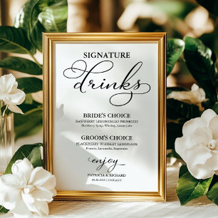 Poster Boissons Signature Élégant Panneau de Mariage