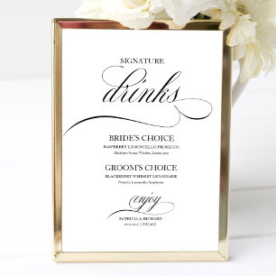 Poster Boissons Signature Élégant Script Noir