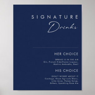Poster Boissons Signature Modernes Minimales Bleu Nuit Ar