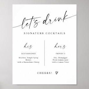 Poster Boissons Signature Panneau de mariage moderne manu