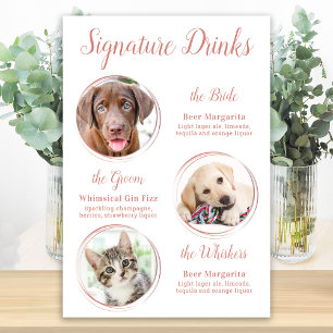Poster Boissons Signature Rose Gold Mariage Animal de Com