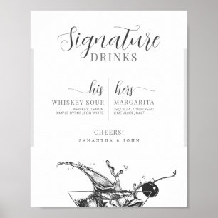 Poster Boissons Signature Son Sa Bar à Cocktails Mariée M