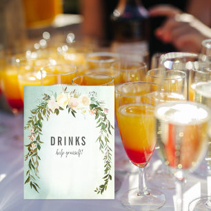 Poster Boissons Table Vert Rose Blanc Bébé Sprinkle Douch