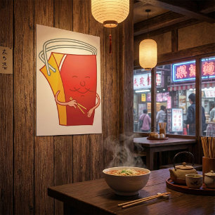 Poster Boite à emporter avec baguettes Amusante cuisine a