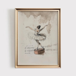 Poster Boîte à Musique Ballerine Imprimée, Chambre de Fil