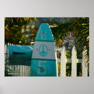 Poster Boîte aux lettres de paix de planche de surf