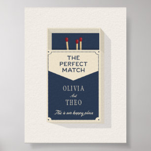 Poster Boîte d'allumettes personnalisée pour couples, le