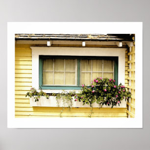 Poster boîte de fenêtre avec la copie d'art de fleurs