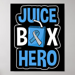 Poster Boîte de Jus Héros Diabète Bleu Ruban Diabétique K