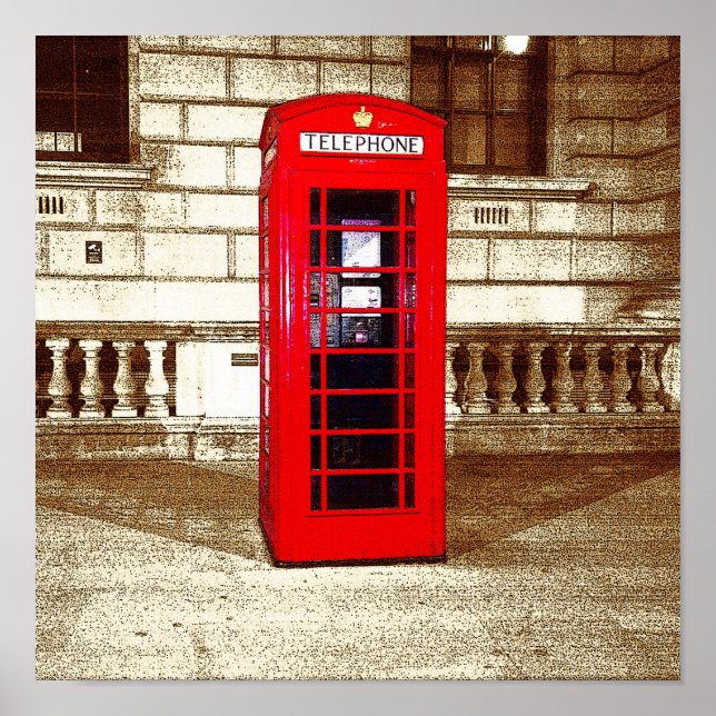 Poster Boîte téléphonique Londres (effet de bord de l'aff (Devant)