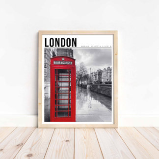 Poster Boîte Téléphonique Rouge Londres Photographie Noir