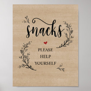 Poster Boîtier Rustic Vines Mariage Snacks