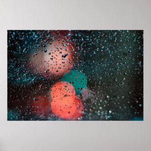 Poster Bokeh photographie de gouttelettes d'eau sur verre