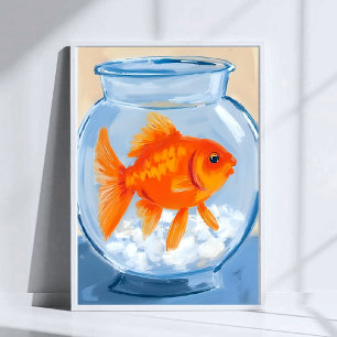 Poster Bol à poissons   Poisson rouge peint à l'aquarelle