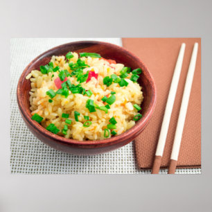 Poster Bol Brown avec une portion de riz cuit