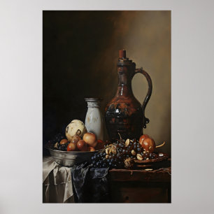 Poster Bol de Fruits Dark Academia, Peinture Antique