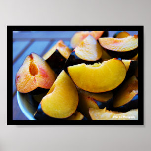 Poster Bol de fruits de prunes tranchées