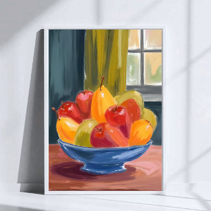 Poster Bol de fruits peinture aquarelle art