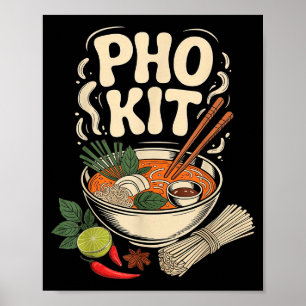 Poster Bol Pho vietnamien aux herbes bol de soupe de noui