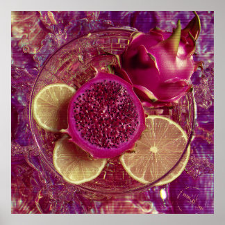 Poster Bol vibrant au fruit du dragon et au citron