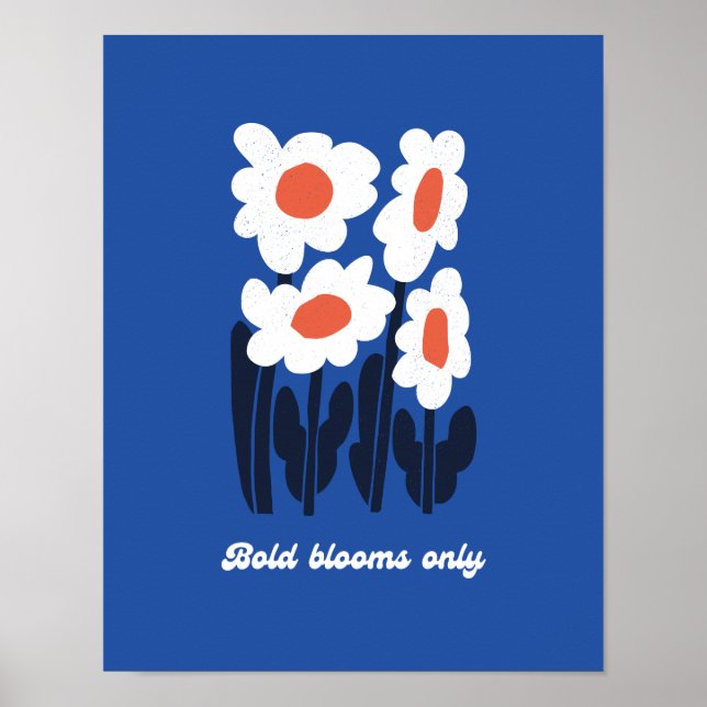 Poster Bold Blooms Only Summer Retro Daisy Wall Art (Devant)