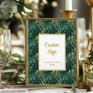 Poster Bold Hunter Green Gold Green Mariage personnalisé