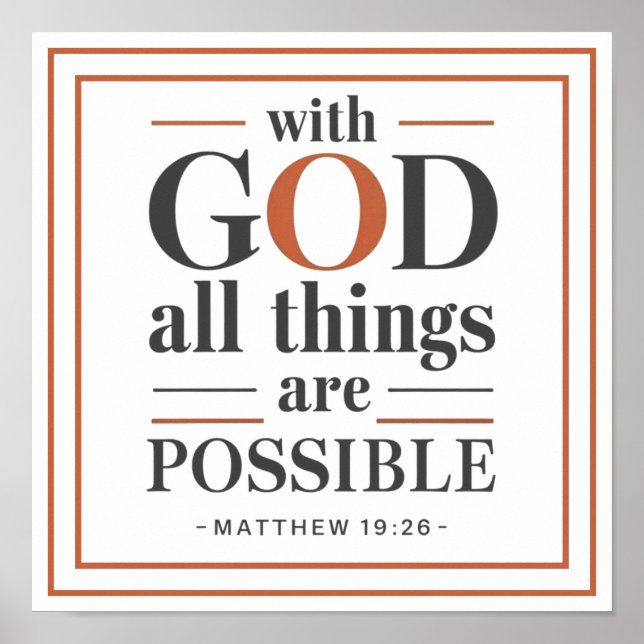 Poster Bold Modern With God All Things Are Possible (Devant)