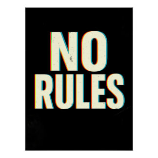 Poster Bold "No Rules" Glitch Effect Typography Art