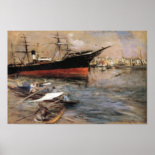 Poster Boldini - Navires dans le bassin San Marco 1899