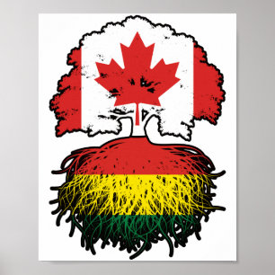Poster Bolivie Drapeau canadien des racines d'arbres du C