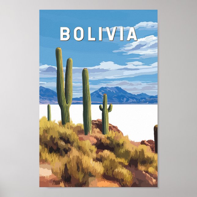 Poster Bolivie Illustration Travel Art Vintage (Devant)