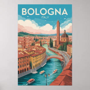 Poster Bologne Italie Illustration Voyage Art Vintage