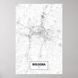 Poster Bologne, Italie (noir sur blanc)
