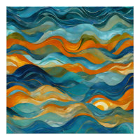 "Bolonia" Bleu Vert Orange Vagues