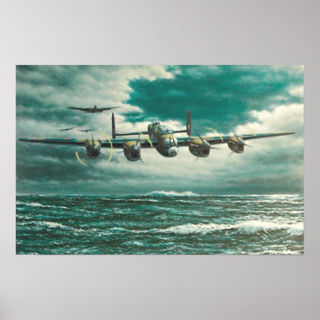 Poster Bombarde Lancaster au-dessus de la mer (Devant)