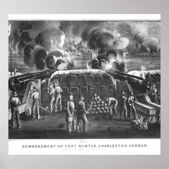 Poster Bombardement du fort Sumter, port de Charleston (Devant)