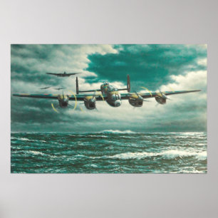 Poster Bombardiers de Lancaster au-dessus de mer