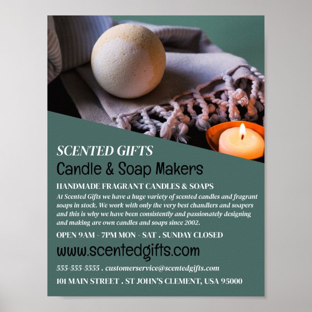 Poster Bombe de bain & bougie, bougie et fabricant de sav (Devant)