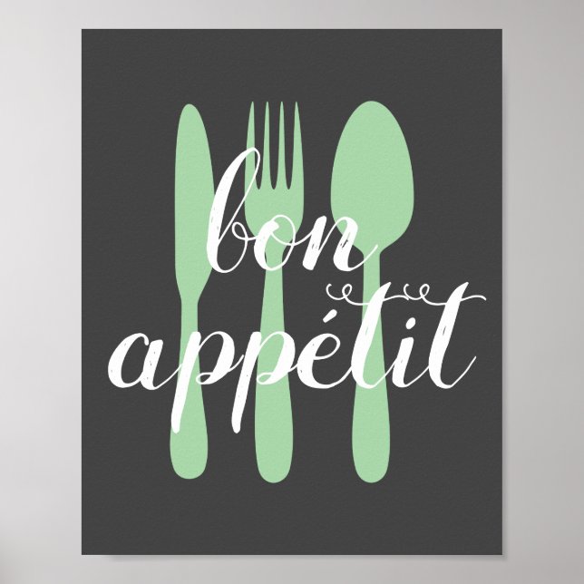 Poster bon appetit cuisine citation mot art moderne (Devant)