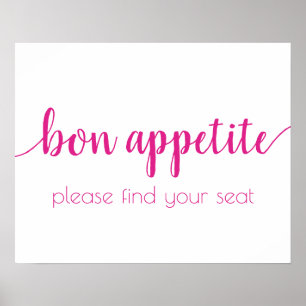 Poster Bon appétit simple Hot Pink - Tout événement Sig