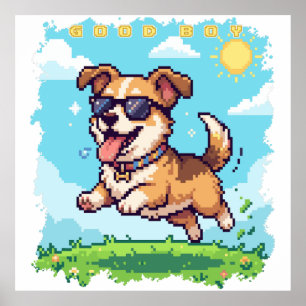 Poster Bon Chien Pixel Puppy Design de Jeu Rétro