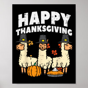 Poster Bon thanksgiving 3 Llama Automne Automne Alpaca Ho