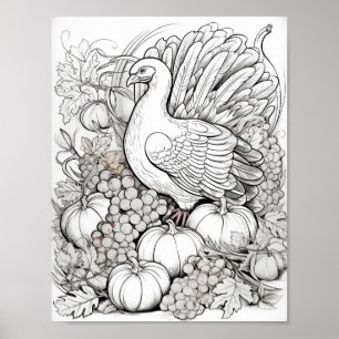 Poster Bon thanksgiving Couleur adulte