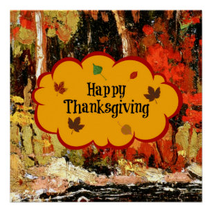 Poster Bon thanksgiving, couleurs de l'automne,