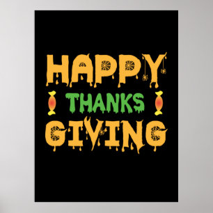 Poster Bon thanksgiving d'Halloween Anniversaire