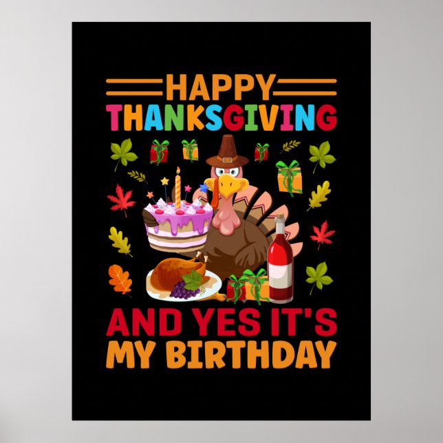 Poster Bon thanksgiving Et C'Est Mon Anniversaire (Devant)