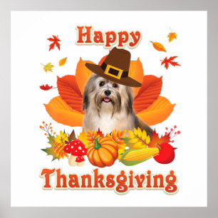 Poster Bon thanksgiving Havanais Chien Je Suis Heureux