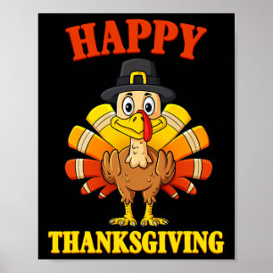 Poster Bon thanksgiving Turquie Pèlerin Garçons Filles En